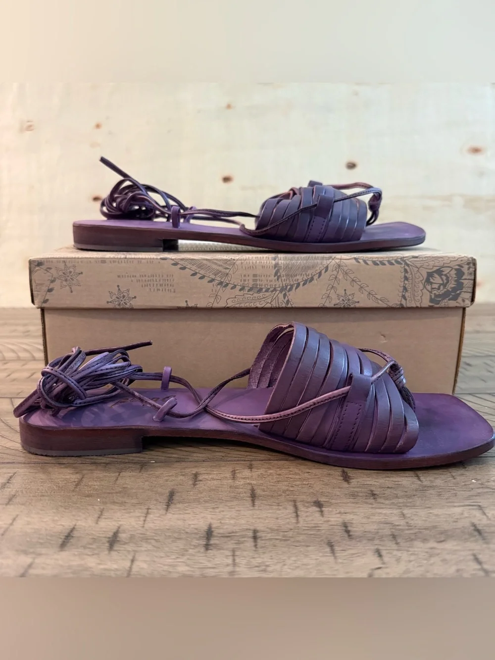 New Free People Cami Huarache Wrap Sandals Grape EU 41/US Sizes 10 w/Box